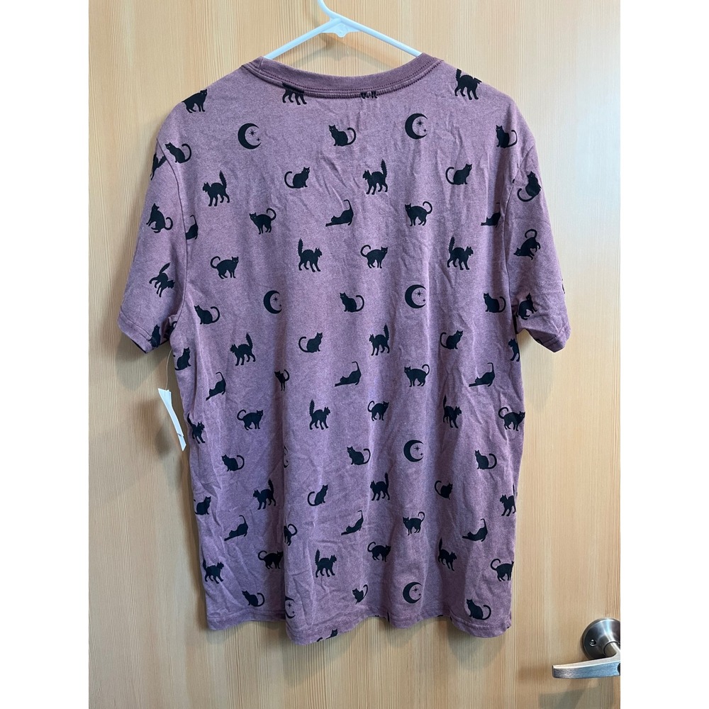 Doe Cat Attack T-Shirt Unisex Medium Purple Mineral Wash Moon Celestial Graphic - Picture 2 of 7